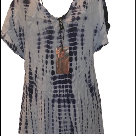 blue and white tye-dye top.    218269.   BL/GR - Picture 3 of 3